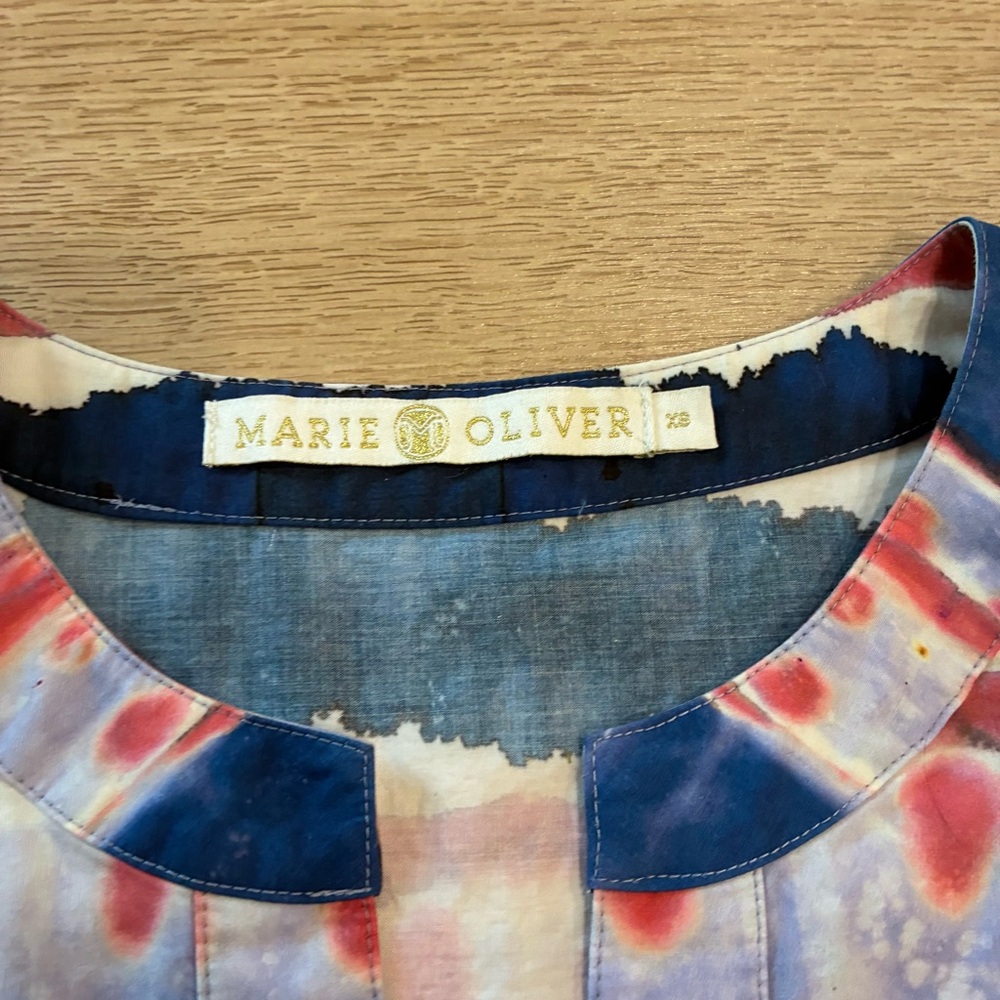 Marie Oliver Sawyer Mini Dress Tiered Tie Dye V-neck Size XS - Picture 3 of 6